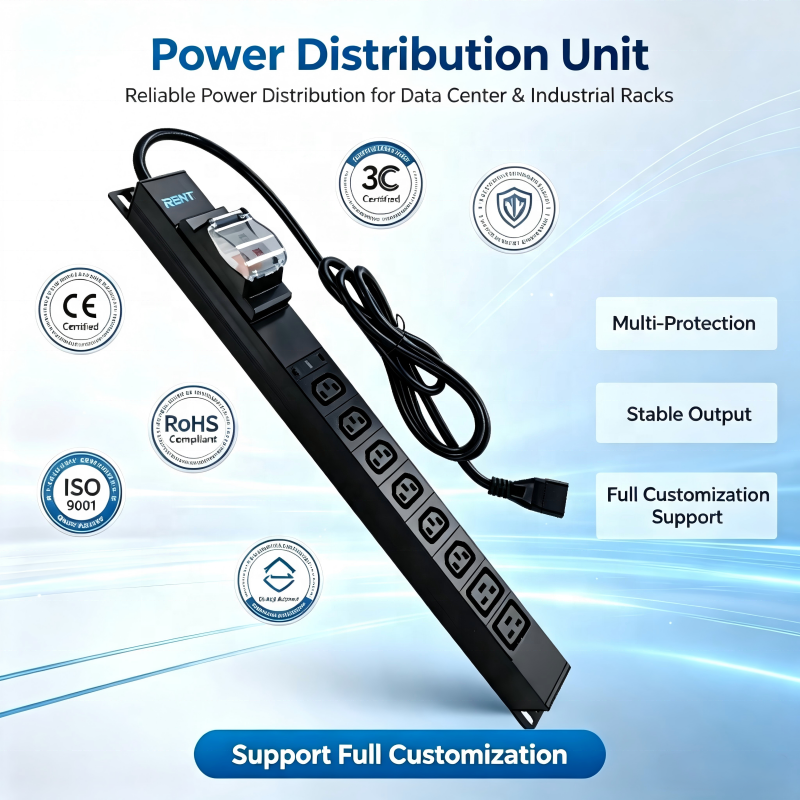 공장 OEM 1U 19인치 8구 랙 서버 소켓 전원 스트립 랙 마운트 16A 전원 분배 장치(PDU)