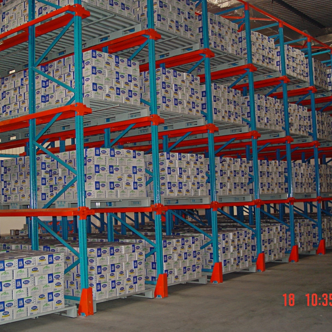 고밀도 중하중 FIFO 접이식 강철 Q235 팔레트 랙 (팔레트당 500~1500kg 적재 용량) 화물 및 보관 장비