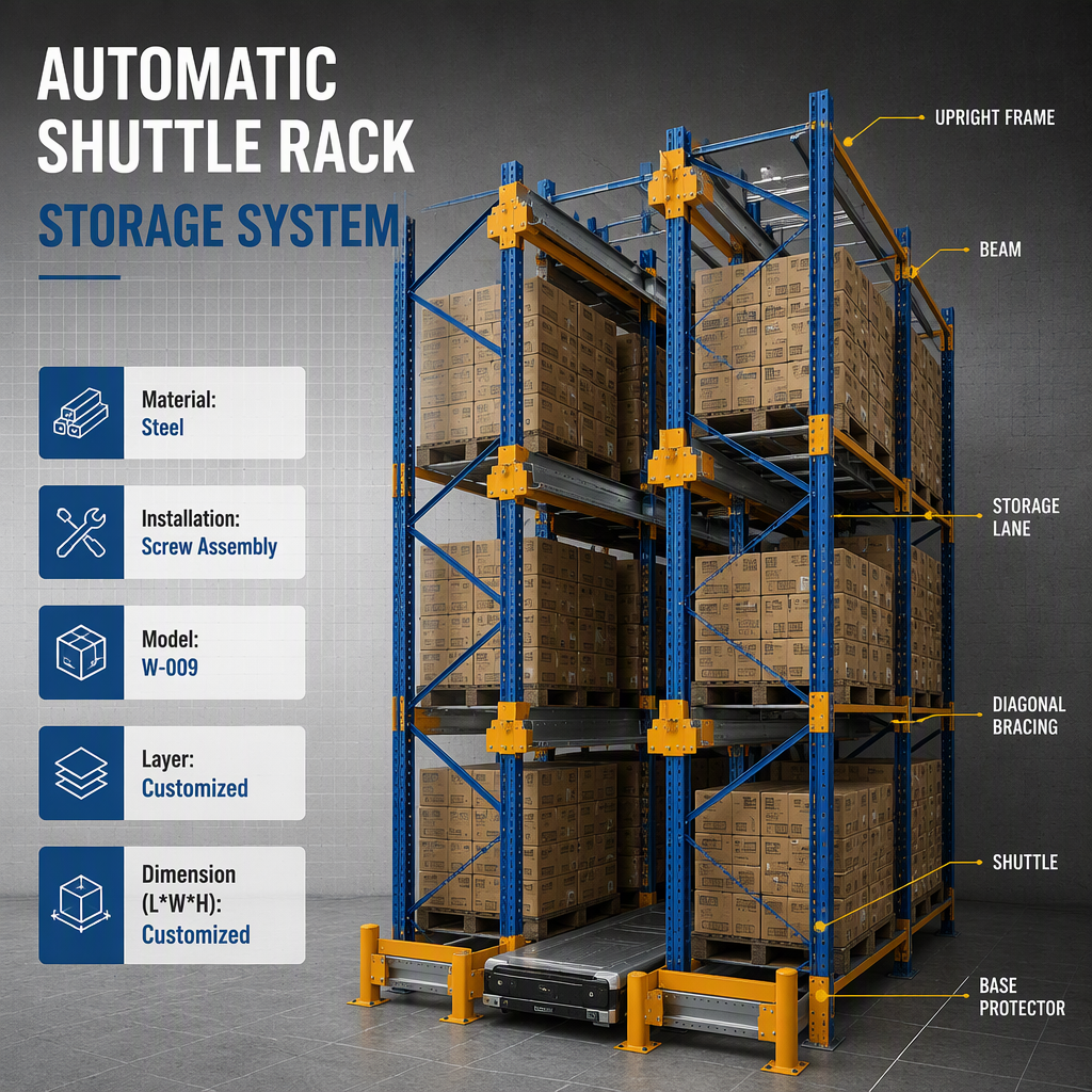 자동 라디오 셔틀 팔레트 랙 시스템 규격 - Automatic Radio Shuttle Pallet Racking System Steel Powder Coated Customizable High Density Warehouse Storage