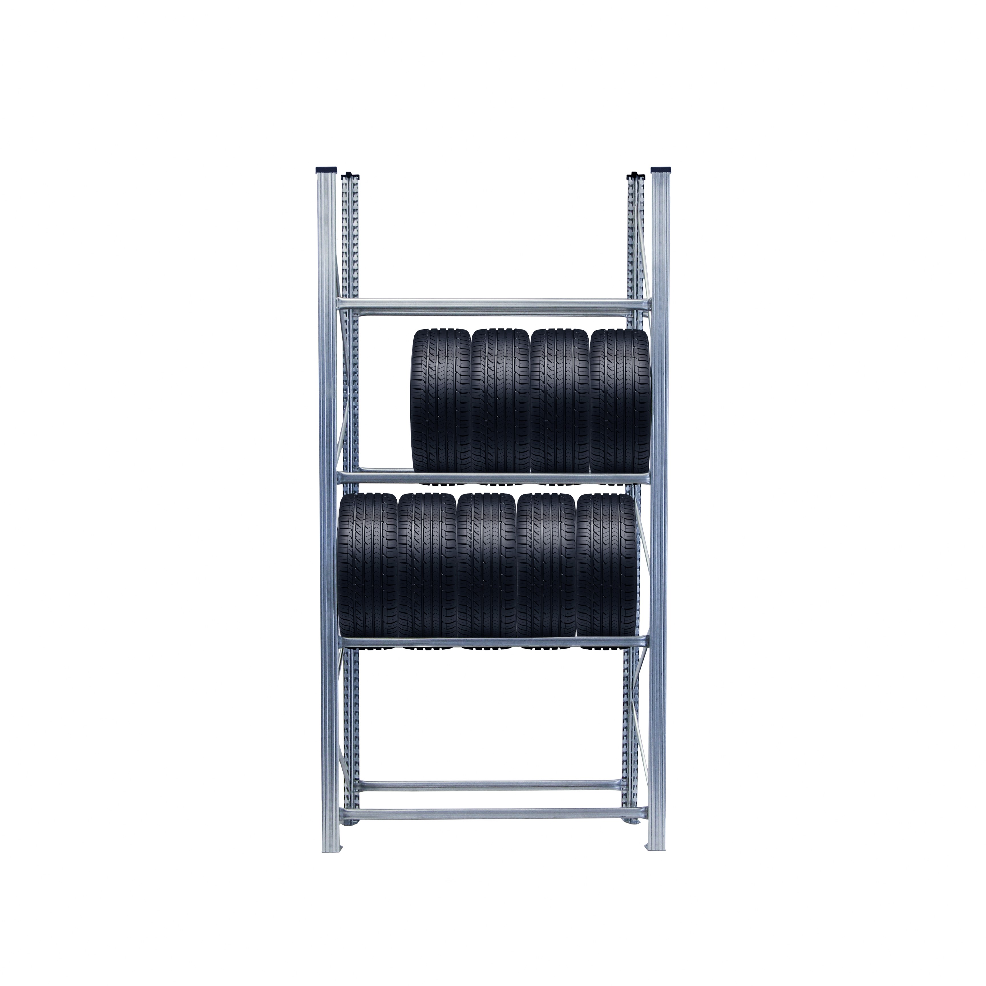 Best Quality Heavy Duty Adjustable Black Galvanized Steel 2 Layer Rubber Storage Shelf Rack for Warehouse Tire Storage