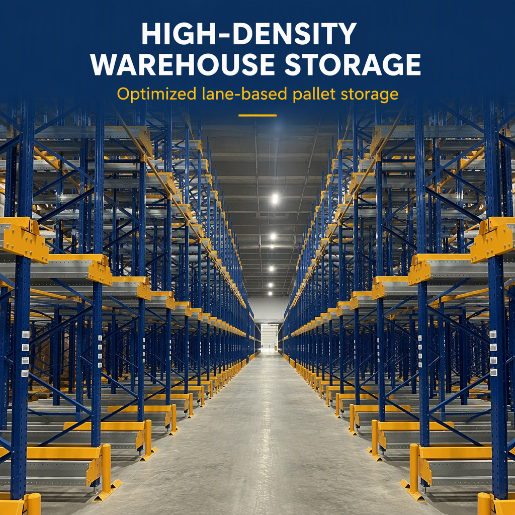 자동 라디오 셔틀 팔레트 랙 시스템 고밀도 창고 보관 - Automatic Radio Shuttle Pallet Racking System Steel Powder Coated Customizable High Density Warehouse Storage