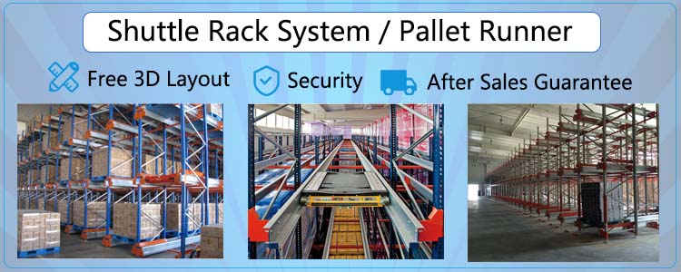Automated Warehouse Racking System Radio Drive-in Shuttle Rack System With Pallet Runner